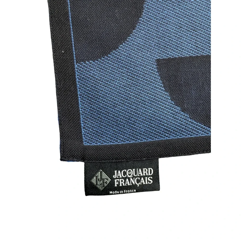 Primrose Bordier for Le‎ Jacquard Francais Electro Blue Black Runner 20 X 59 NWT